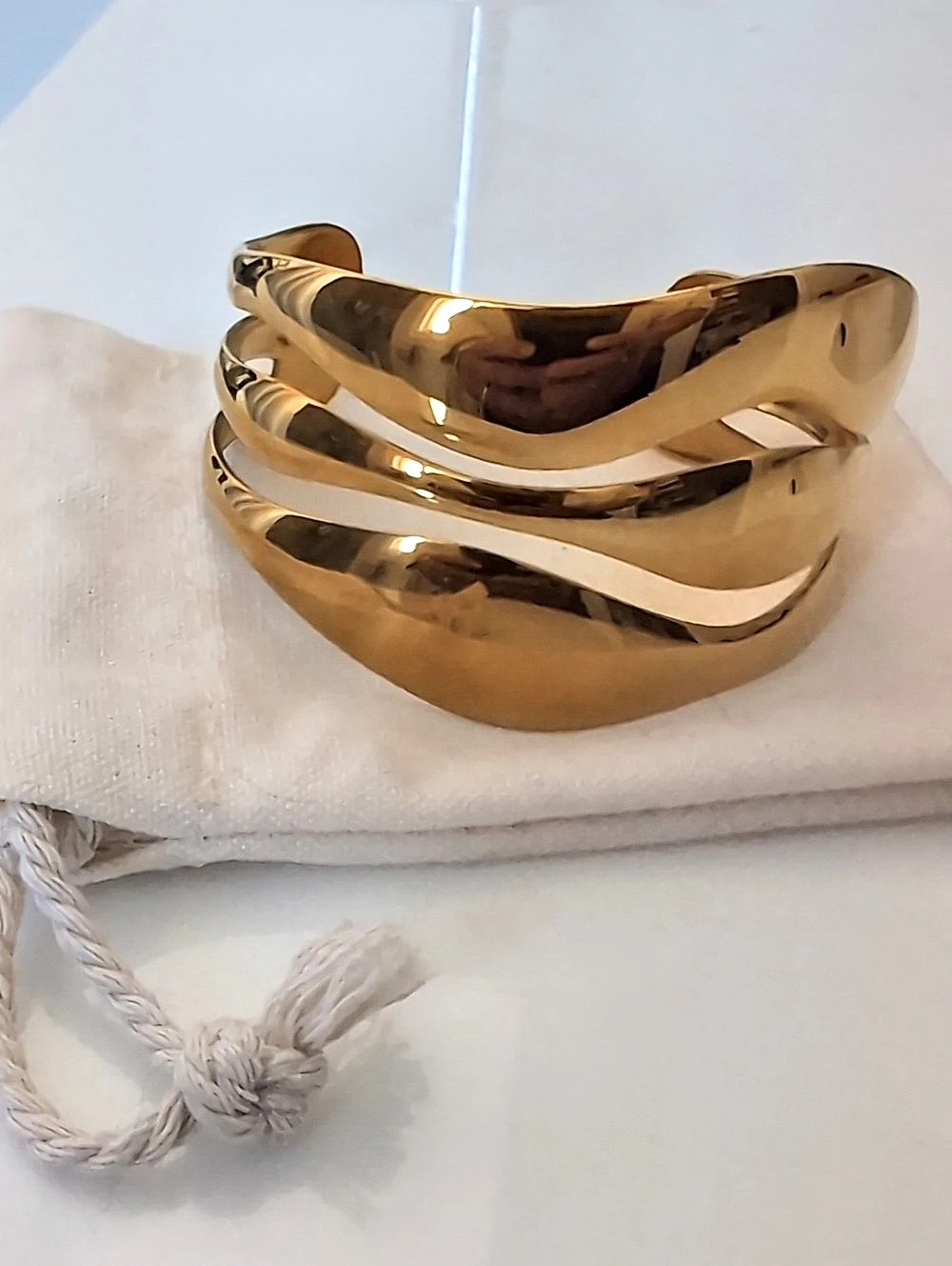 Gold-Tone Sculptural Cuff Bracelet